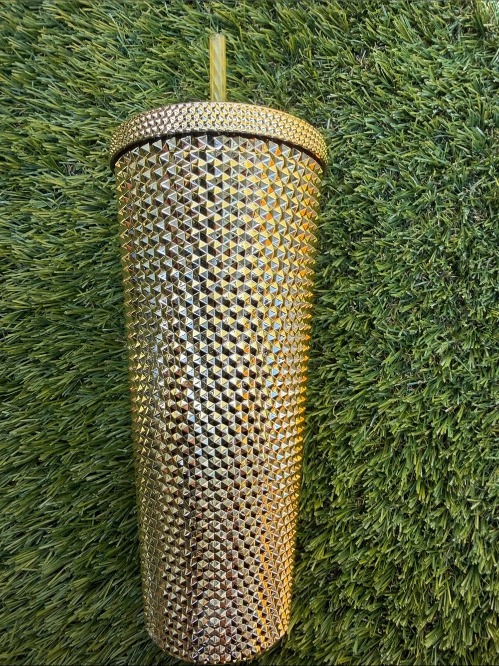 Starbucks 2022 Holiday Gold Studded Bling Cold Cup Tumbler Venti 24oz